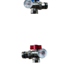 Zestaw- Zawór z termometrem i półśrubunkiem kątowy 1″