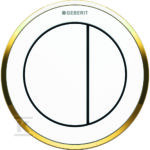 Przycisk spłukujący pneumatyczny WC Typ 10, ręczny, podtynkowy, dwudzielny, biały-złocony