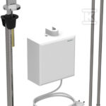 Bateria umywalkowa stojąca Piave zasilanie sieciowe, z natynkową skrzynką Funkcyjną, z mieszaczem, chrom