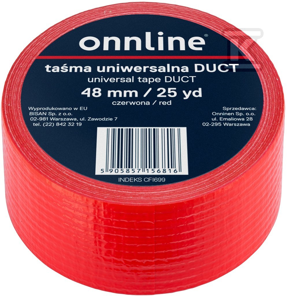 Plik zosta³ pobrany z http://www.onnshop.pl Taśma ONNLINE do otulin DUCT 48mm/25YD czerwona - obrazek 1