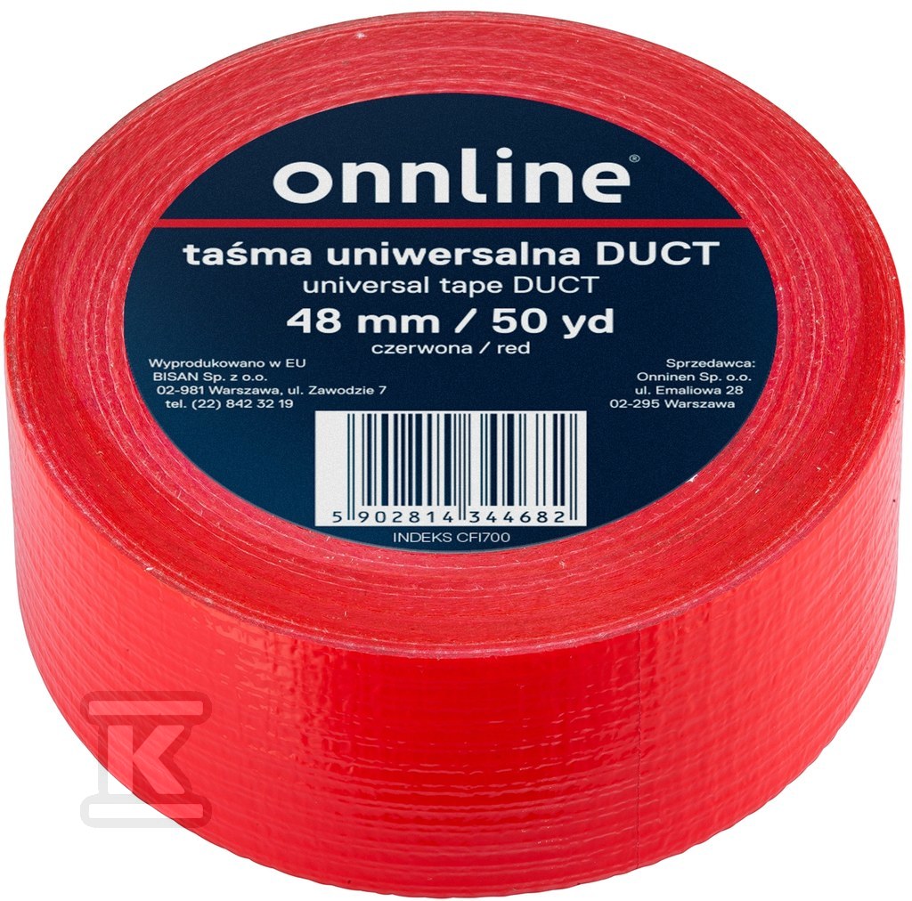 Plik zosta³ pobrany z http://www.onnshop.pl Taśma ONNLINE do otulin DUCT 48mm/50YD czerwona - obrazek 1