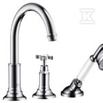 Element zewnętrzny Hansgrohe Axor Montreux do baterii 4-otworowej do montażu na cokole z płytek - nikiel szczotkowany 16544820