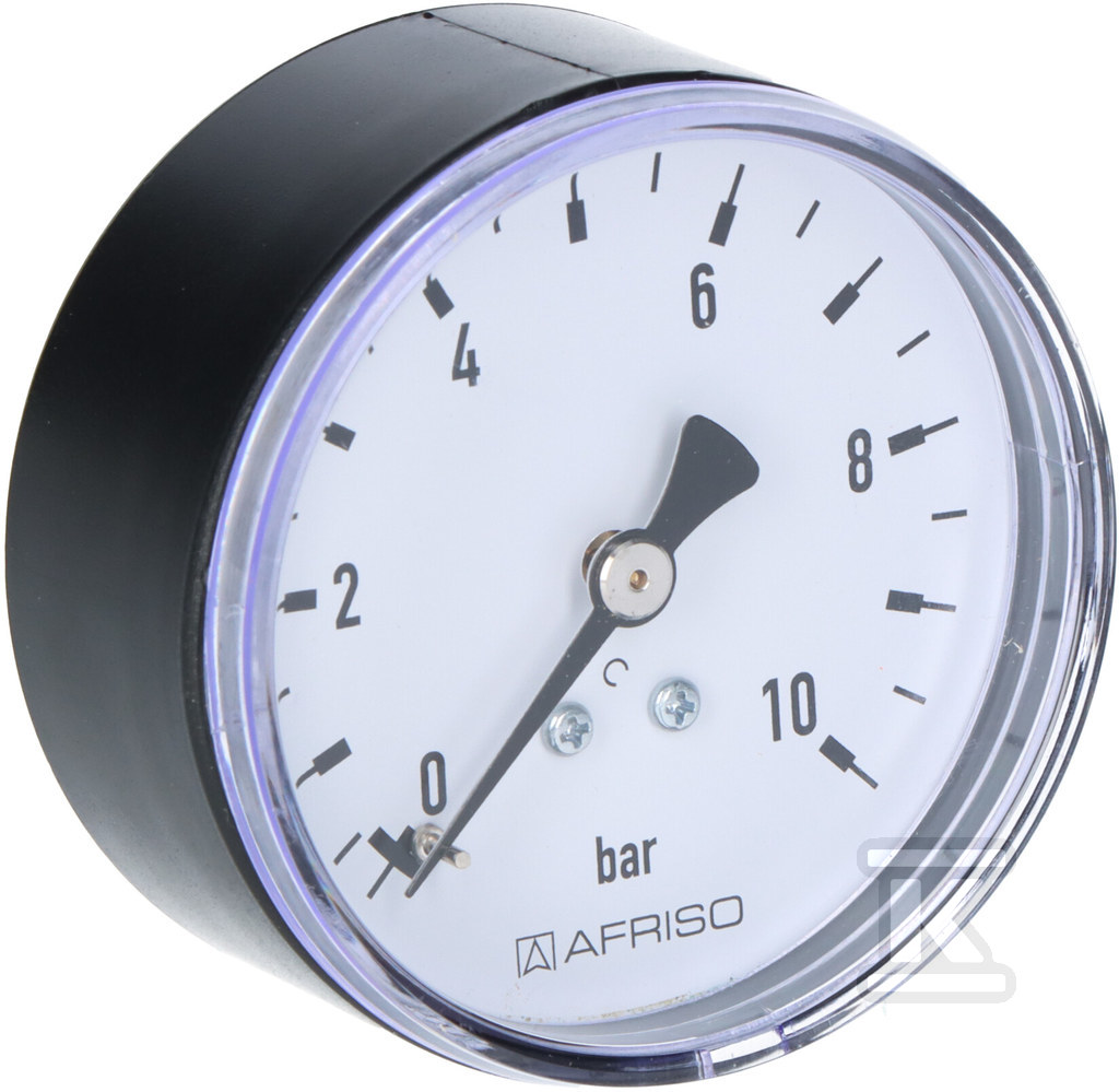 Manometr grzewczy RF 63 AX, fi 63mm, 0-10 bar, 1/4" ax, kl. 2.5 poziomy (przyłącze prostopadłe z tyłu tarczy) Manometr grzewczy RF 63 AX, fi 63mm, 0-10 bar, 1/4" ax, kl. 2.5 poziomy (przyłącze prostopadłe z tyłu tarczy)