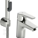 Bateria umywalkowa Oras Saga z rączką prysznica Bidetta, bez zaworu spustowego.