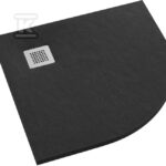 Brodzik kompozytowy 3.104 / C / ST-M2 Stabilsound Plus Black Stone 90x90x3,5 cm R55 "Kalait", półokrągły z maskownicą M2
