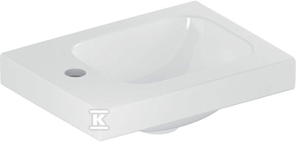 Umywalka iCon Light kompaktowa 38 cm z otworem z lewej bez przelewu z półką z lewej