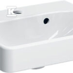 Umywalka kompaktowa Smyle Square B45 cm, H16 cm, T36 cm, z przelewem, z otworem na baterię