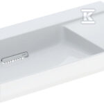 Umywalka One odpływ poziomy, B90 cm, T48 cm, bez otworu, bez przelewu, z powierzchnią odkładczą po prawej stronie, KeraTect
