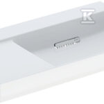 Umywalka One odpływ poziomy, B90 cm, T48 cm, bez otworu, bez przelewu, z powierzchnią odkładczą po lewej stronie, KeraTect