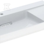 Umywalka One odpływ poziomy, B90 cm, T48 cm, z otworem na baterię po lewej stronie, bez przelewu, z powierzchnią odkładczą po prawej stronie, KeraTect