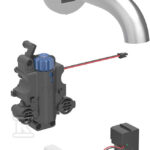 Bateria umywalkowa ścienna Piave zasilanie sieciowe, do podtynkowej skrzynki Funkcyjnej, z mieszaczem termostatycznym, L=22 cm, stal nierdzewna