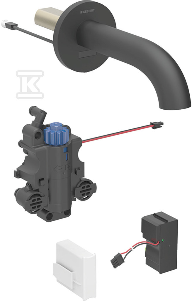 Plik zosta³ pobrany z http://www.onnshop.pl Bateria umywalkowa ścienna Piave zasilanie sieciowe, do podtynkowej skrzynki Funkcyjnej, z mieszaczem termostatycznym, L=17 cm, czarny mat - obrazek 1