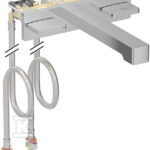 Bateria umywalkowa One kształt geometryczny, ścienna, z mieszaczem, do podtynkowej skrzynki Funkcyjnej, L22 cm, chrom