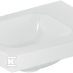 Umywalka iCon Light kompaktowa, B38 cm, H13 cm, T28 cm, bez przelewu, bez otworu na baterię, z powierzchnią odkładczą po prawej stronie, biały, KeraTect