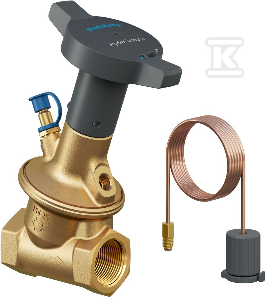 HydroControl D z gwintem wewnętrznym PN25, DN 15, 5…30 kPa z zaworkiem HydroPort