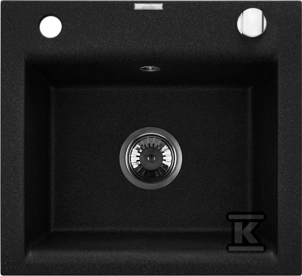 Zlewozmywak granitowy jednokomorowy TESALIA czarny nakrapiany/chrom