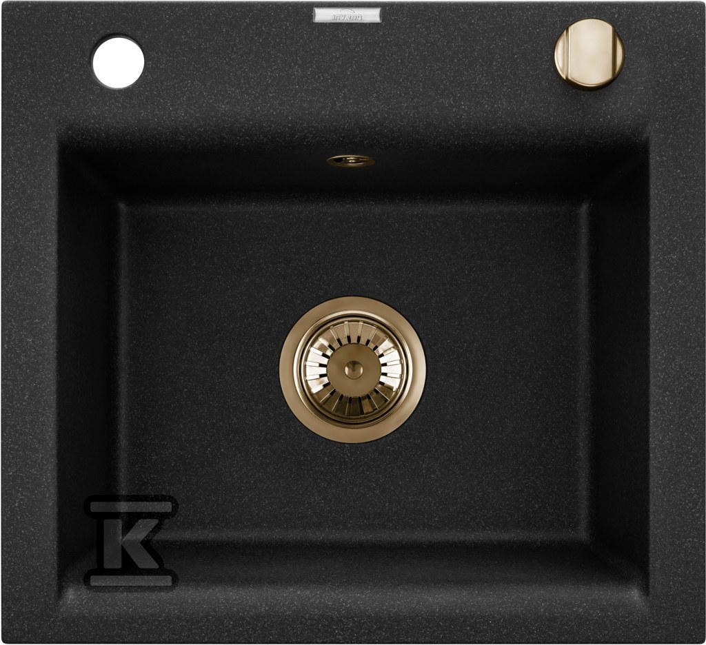 Zlewozmywak granitowy jednokomorowy TESALIA czarny nakrapiany/złoty
