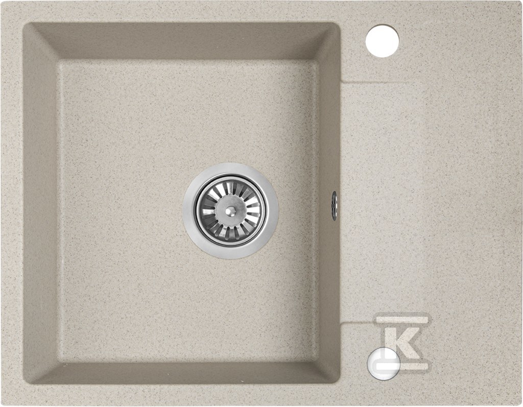 Zlew granitowy RAB 1 komorowy z półociekaczem 44x56cm z syfonem