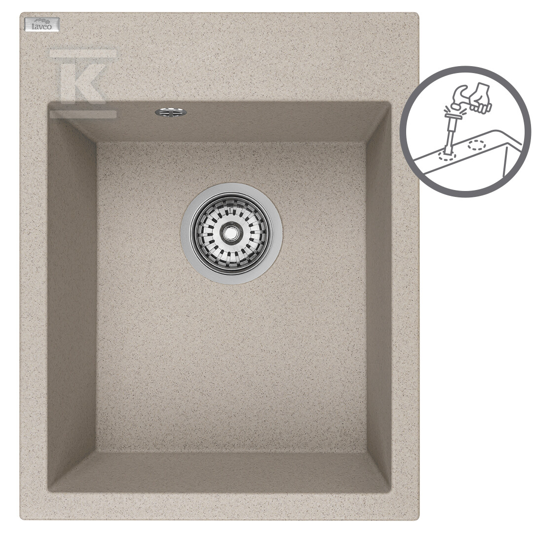 Zlew granitowy MONCHICHI 1 komorowy 50x39cm z syfonem