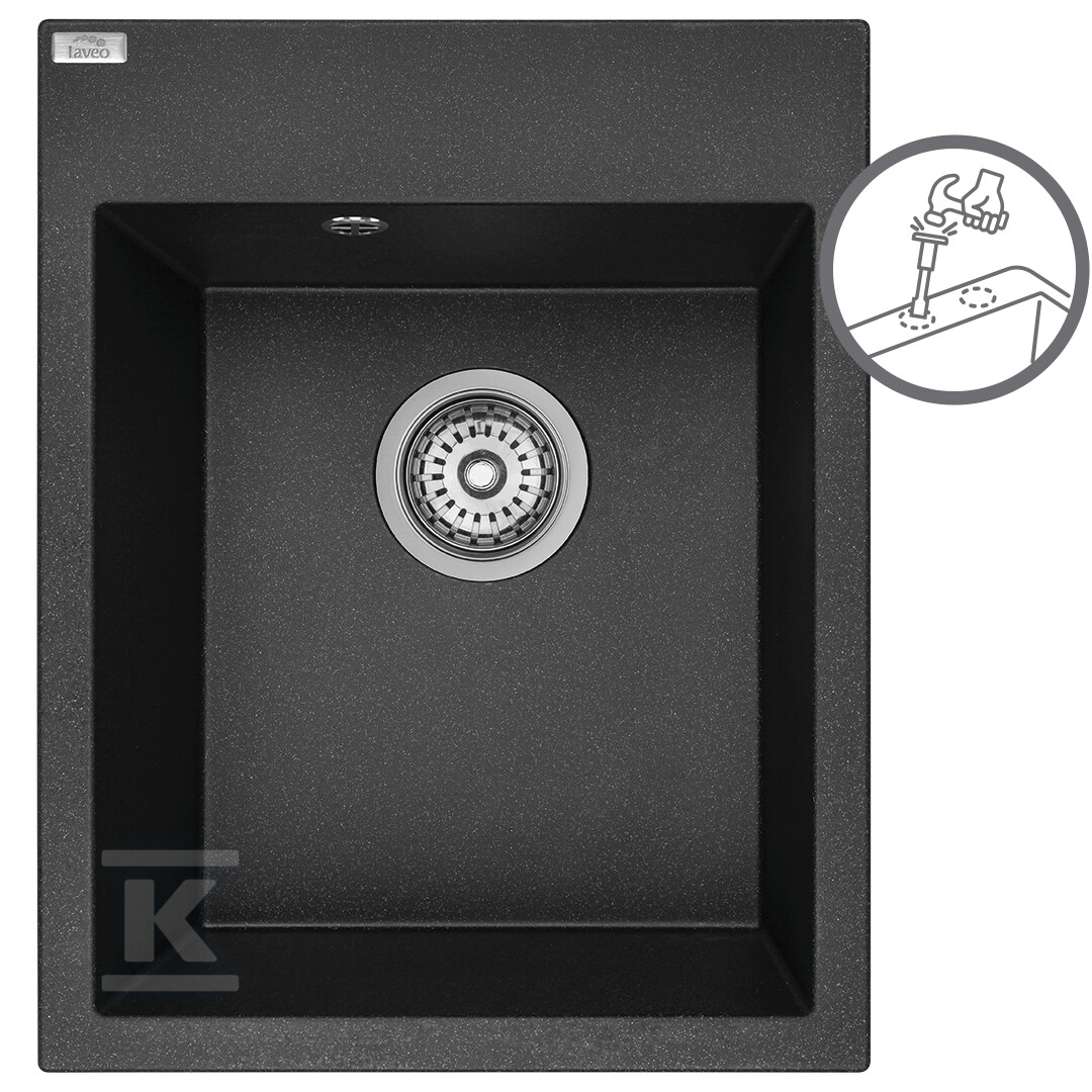 Zlew granitowy MONCHICHI 1 komorowy 50x39cm z syfonem