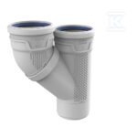 Trójnik AS Plus dn 110x110 z odpływem równoległym, kolor szary, kanalizacja niskoszumowa