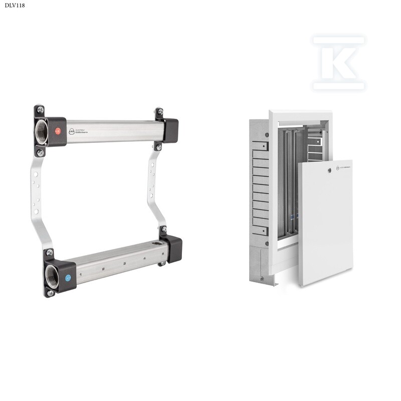 Rozdzielacz InoxFlow bez osprzętu (seria RBB) - 4 obwody w zestawie z szafka podtynkowa SWPSE - 4 (560-660x350x110-160)