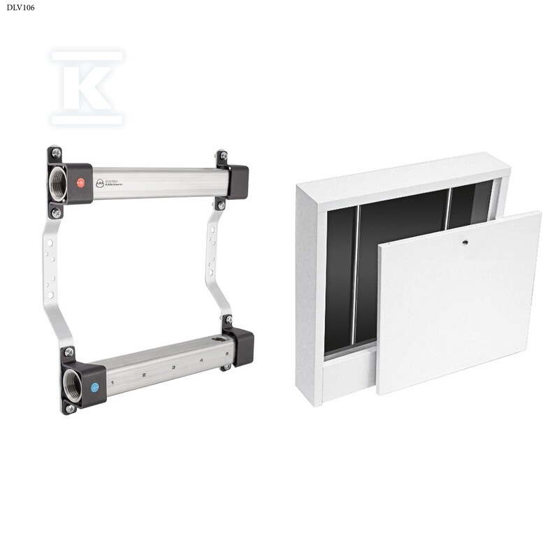 Rozdzielacz InoxFlow bez osprzętu (seria RBB) - 8 obwodów w zestawie z szafka natynkowa SWNE - 8 (585x550x110)