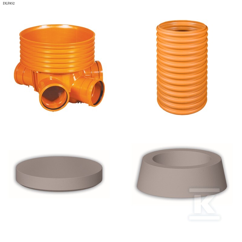 Studnia Diamir DN/ID 425 KORUGOWANA_ZESTAW: kineta zbiorcza TYP2 425xKG200 + trzon H=3m + teleskop H=40cm + stożek żelbetowy 425 kl.B125 + pokrywa żelbetowa 425 kl.A15
