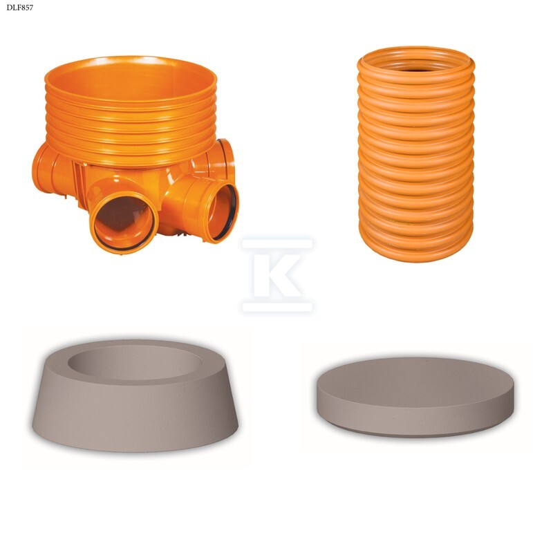 Studnia Diamir DN/ID 425 KORUGOWANA_ZESTAW: kineta zbiorcza TYP2 425xKG200 + trzon H=6m + teleskop H=40cm + stożek żelbetowy 425 kl.B125 + pokrywa żelbetowa 425 kl.A15