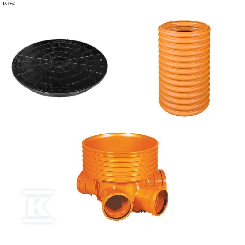 Studnia Diamir DN/ID 425 KORUGOWANA_ZESTAW: kineta zbiorcza TYP2 425xKG200 + trzon H=2m + teleskop H=40cm + pokrywa PP 425 kl.A15