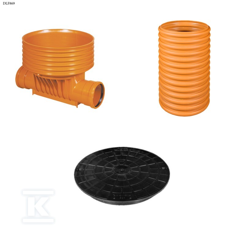 Studnia Diamir DN/ID 425 KORUGOWANA_ZESTAW: kineta przelotowa TYP1 425xKG160 + trzon H=6m + teleskop H=40cm + pokrywa PP 425 kl.A15