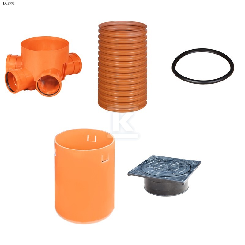 Studnia Diamir DN/ID 315 KORUGOWANA_ZESTAW: kineta zbiorcza TYP2 315xKG160 + trzon H=1,25m + teleskop H=40cm + właz żeliwny 315 kl.D400