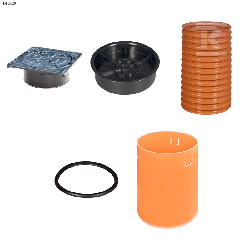 Studnia Diamir DN/ID 315 KORUGOWANA_ZESTAW: pokrywa dno 315 + trzon H=1,25m + teleskop H=40cm + właz żeliwny 315 kl.B125