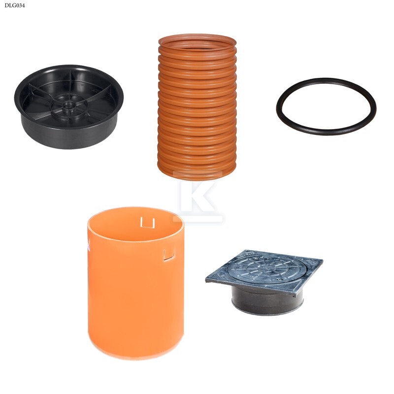 Studnia Diamir DN/ID 315 KORUGOWANA_ZESTAW: pokrywa dno 315 + trzon H=2m + teleskop H=40cm + właz żeliwny 315 kl.D400