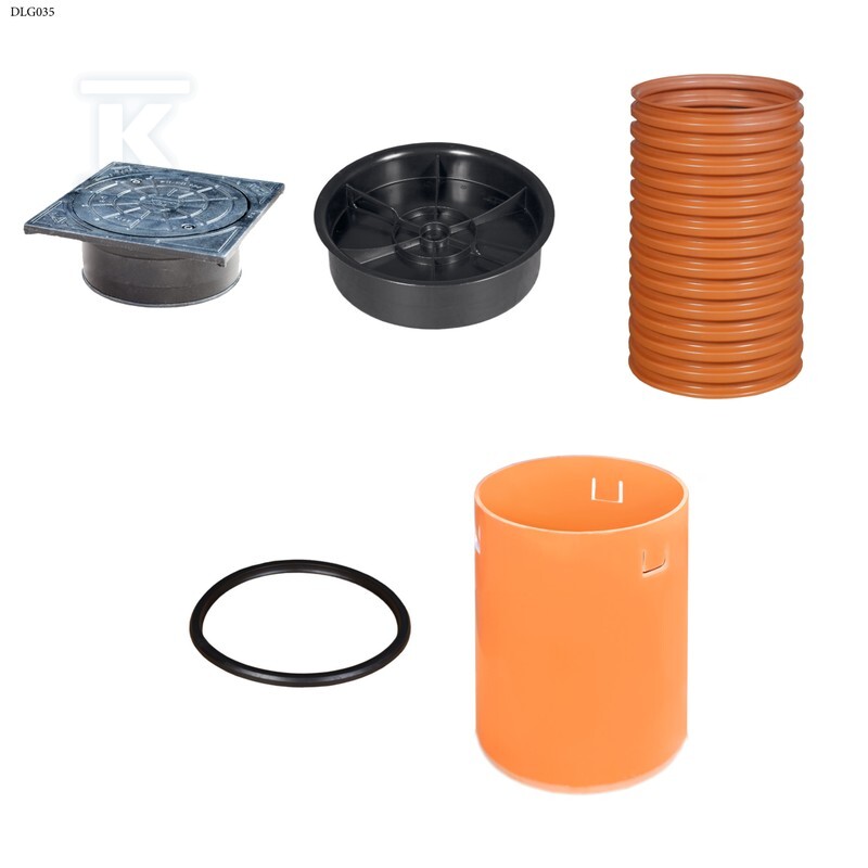 Studnia Diamir DN/ID 315 KORUGOWANA_ZESTAW: pokrywa dno 315 + trzon H=3m + teleskop H=40cm + właz żeliwny 315 kl.D400