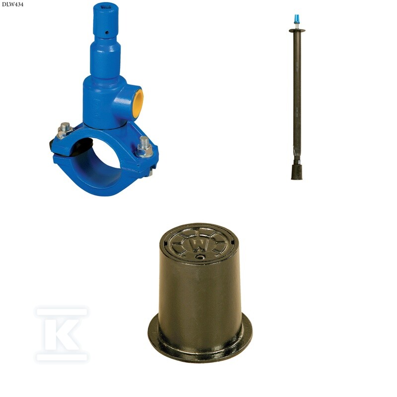 Nawiertka DN110x50 do rur PVC/PE, PN10, GJL + obudowa teleskopowa + skrzynka żeliwna ZESTAW