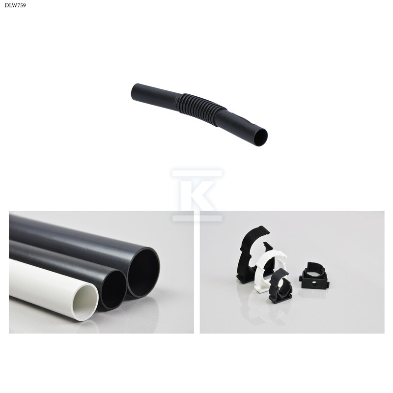 RURA CZARNA UV,RL 16+UCHWYTY I ZŁĄCZKI