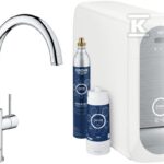 Zestaw startowy z wylewką w kształcie C Grohe Blue Home, bateria kuchenna z filtrem do wody