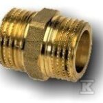 Złączka mosiężna nakrętno-nakrętna HELA-D GZ 4"xGZ 4" PN10, do rur preizolowanych Pex/PE, oznaczenie: D 100 100
