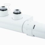 Zestaw VHX-Duo kątowy, podwójne połączenie 50 mm do grzejników dekoracyjnych łazienkowych z połączeniem dolnym, kolor biały