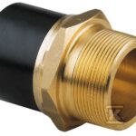 Adapter PE-mosiądz z gwintem zewnętrznym GZ, DN63X1 1/4" PE100, SDR11, PN10 gaz/PN16 woda, do montażu z elektromufą lub elektroredukcją