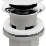 Zawór spustowy do umywalek z przelewem, polipropylen, korek ceramiczny, biały