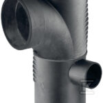 Trójnik podwójny PE Silent-db20 HT 110x110x56/88.5 łagodny wlot, prawy, dwupłaszczyznowy, sanitarny, do kanalizacji wewnętrznej niskoszumowej, kolor czarny