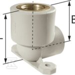Kolano ścienne z uszami PP-R GW - 20 Rp1/2" L = 45 mm