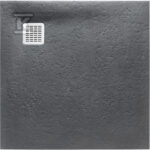 Brodzik kwadratowy TERRAN 1000 x 1000 mm syfon w komplecie, kolor szary łupek