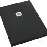 Brodzik akrylowy z podbudową stabilizującą Stabilsound Plus "New Horizons Black Stone" 90x110x12 cm, prostokątny