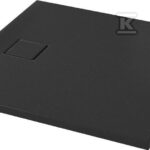 Set B459 brodzik kwadratowy Tako slim 90 x 4 czarny mat + syfon (VIRT)
