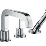 Element zewnętrzny Hansgrohe Axor Citterio do baterii 4-otworowej do montażu na cokole z płytek, uchwyty jednoramienne z rozetami chrom 39454000