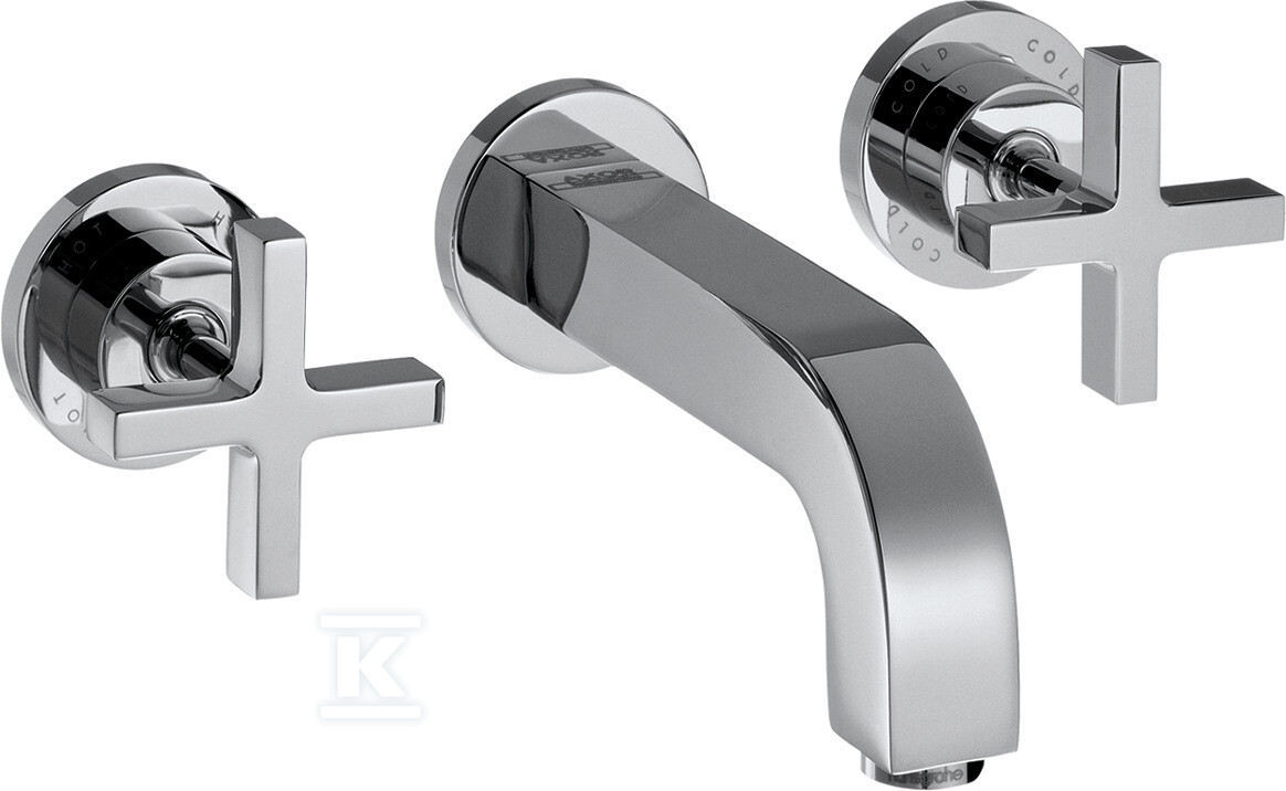 Plik pobrany ze strony Hurtowni Onninen https://onninen.pl Bateria umywalkowa ścienna Hansgrohe Axor Citterio trzyotworowa podtynkowa z uchwytami krzyżowymi, z rozetami, wylewki 166 mm, DN15 chrom 39313000