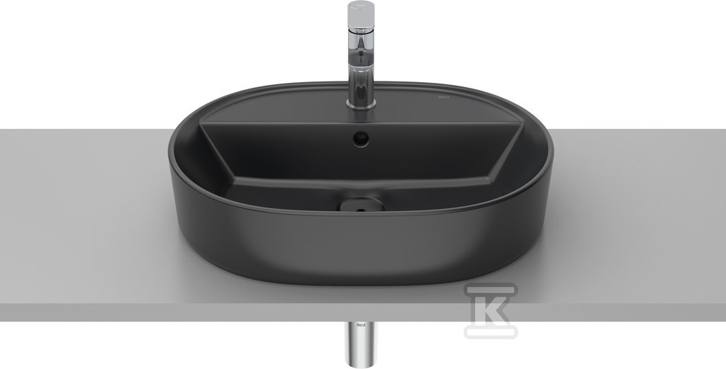 Umywalka GAP nablatowa owalna 55x40 cm z otworem na baterię, z przelewem, CZARNY MAT